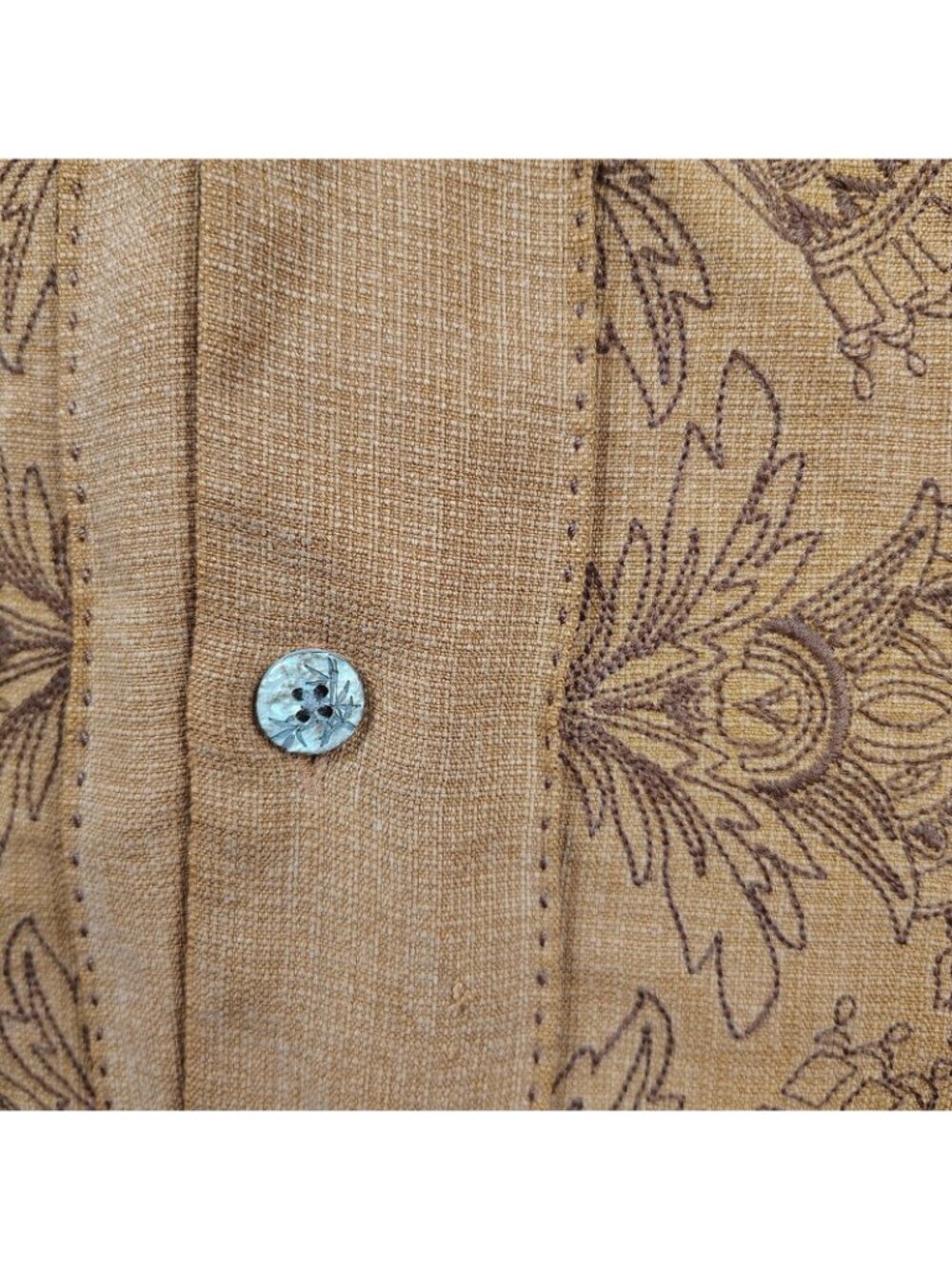 Tommy Bahama Silk Embroidered Shirt Mens Large Burnt Orange - Picture 4 of 10